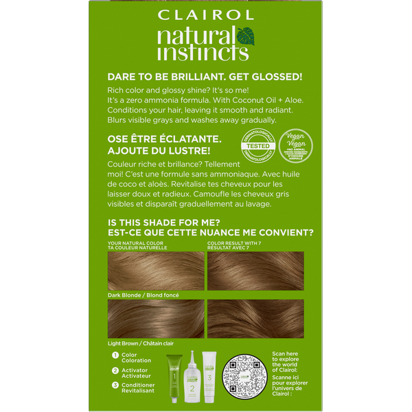Clairol 7 Dark Blonde Zero Ammonia Vegan Hair Color with Coconut Oil + Aloe