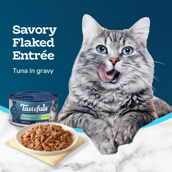 Blue Buffalo Tastefuls Natural Flaked Wet Cat Food, Tuna Entrée in Gravy