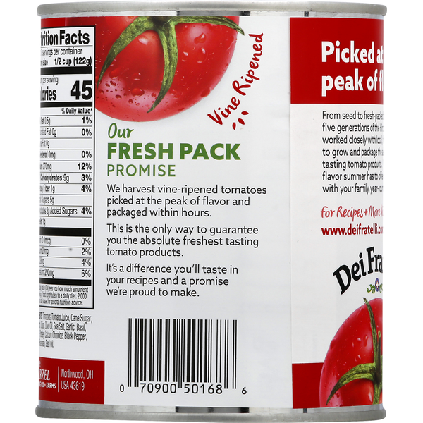 Dei Fratelli Tomatoes, Herbs + Olive Oil, Chopped Italian