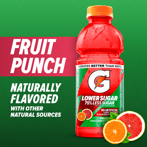 Gatorade Lower Sugar Fruit Punch Sports Drink Mini Multipack Bottles