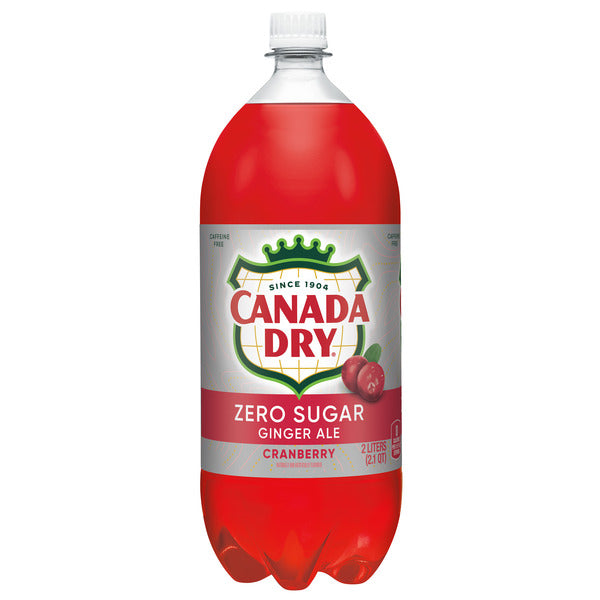Canada Dry Zero Sugar Cranberry Ginger Ale Soda, 2 L bottle