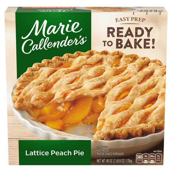 Marie Callender's Lattice Peach Pie Ready to Bake Frozen Dessert