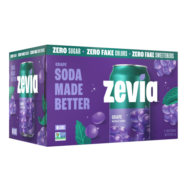 Zevia Soda, Zero Sugar, Grape