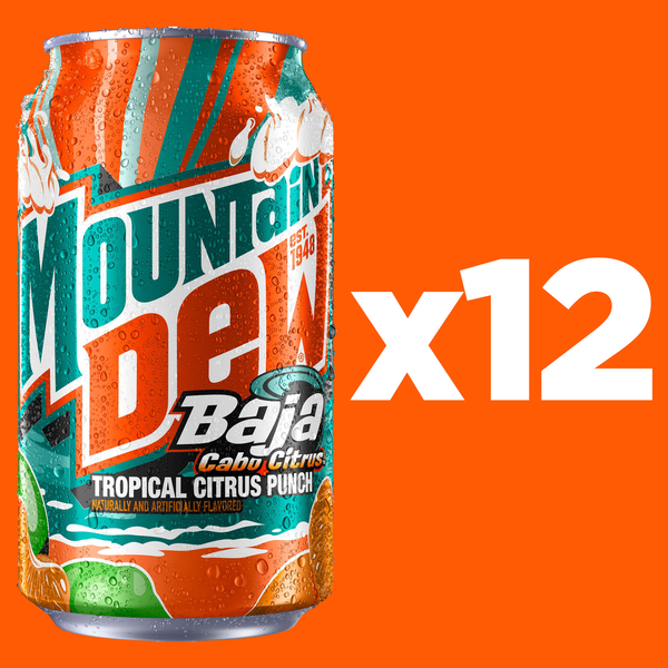 Mountain Dew Soda Pop Baja Cabo Citrus Tropical Punch Soda Cans