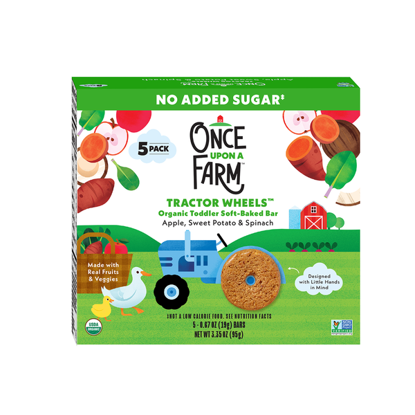 Once Upon a Farm Tractor Wheels Toddler Bar, Apple, Sweet Potato & Spinach