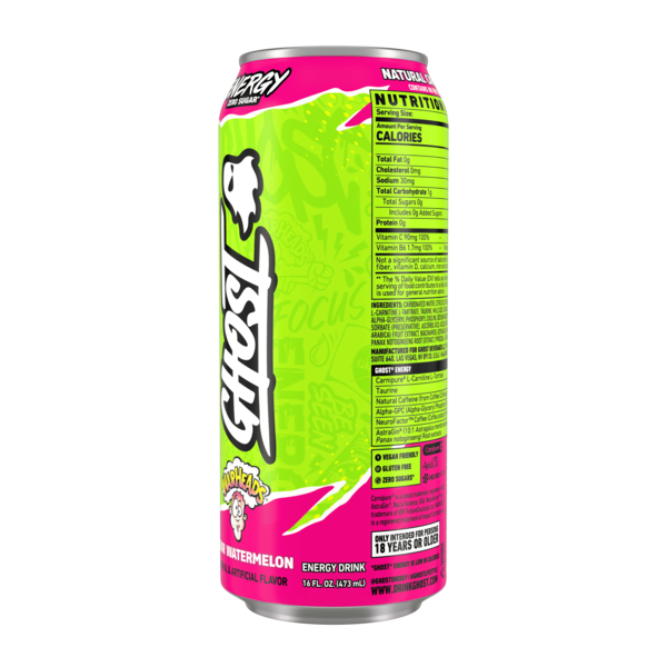 GHOST Zero Sugar Energy Drink, Warheads Sour Watermelon