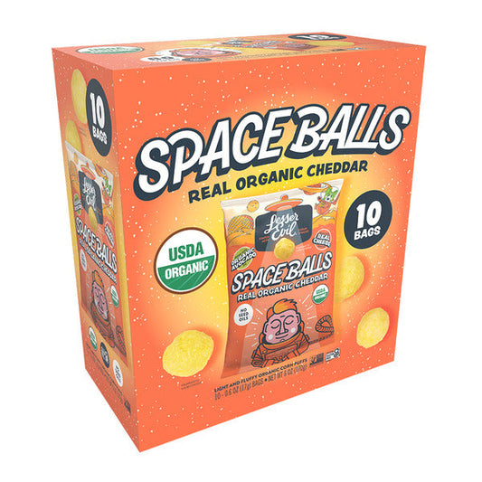 LesserEvil  Space Balls, Snack Pack Box, Real Cheese