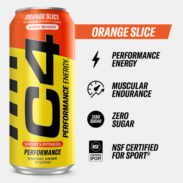 C4 Energy Performance Energy Drink, Carbonated, Orange Slice