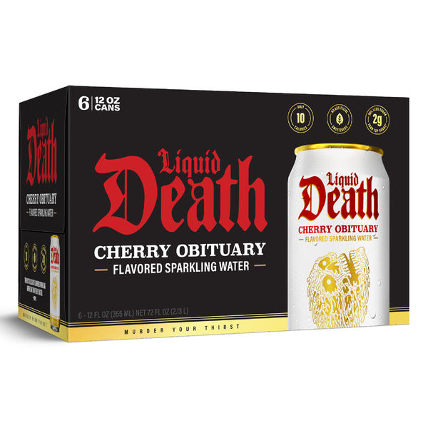 Liquid Death Soda-Flavored Sparkling Water, Cherry Obituary