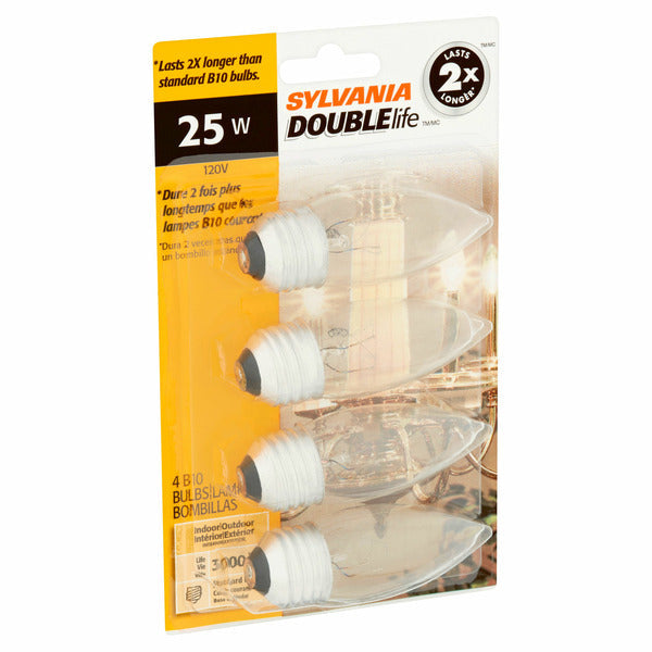 Sylvania Double Life 25w Standard Base B10 Bulbs