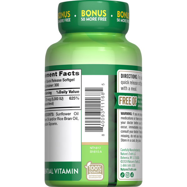 Nature's Truth Vitamin D Softgels