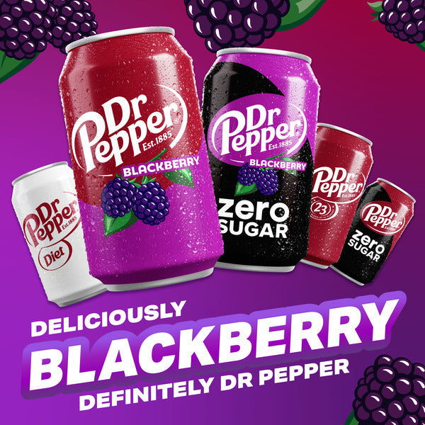 Dr Pepper Blackberry Soda, 12 fl oz cans, 12 pack