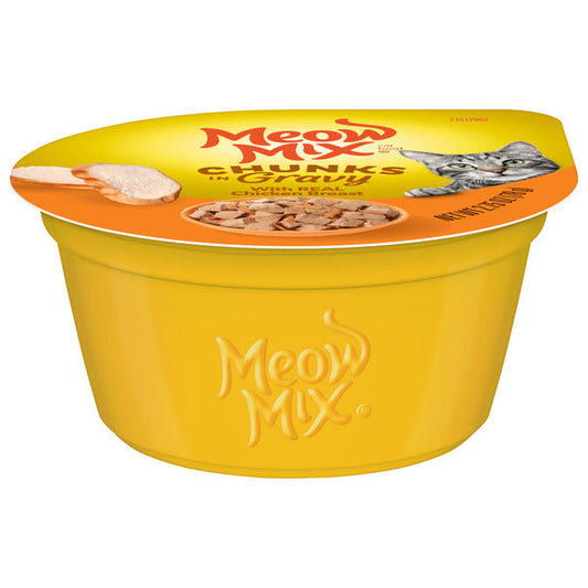 Meow Mix Chunks in Gravy Wet Cat Food With REAL Chicken Breast, 2.75 Oz. Cup (Packaging And Formulation Updates Underway)