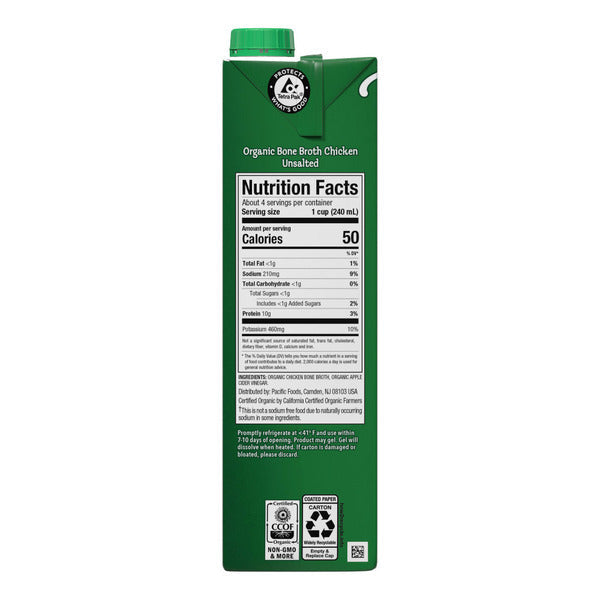 Pacific Foods Organic Unsalted Chicken Bone Broth