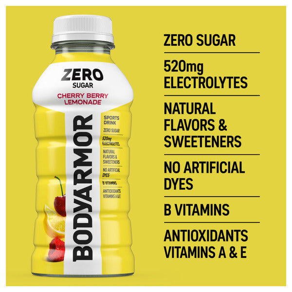 BODYARMOR Cherry Berry Lemonade Zero Sugar Sports Drink Bottles