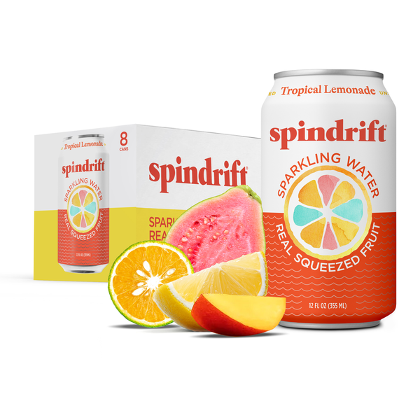 Spindrift Sparkling Water, Tropical Lemonade, Unsweetened