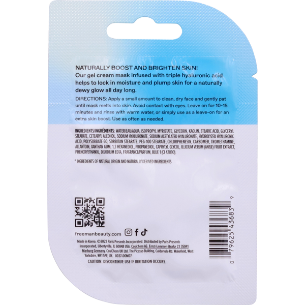 Freeman Beauty Cream Mask, Hyaluronic Acid, Hydrating Gel