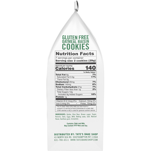 Tate's Bake Shop Gluten Free Oatmeal Raisin Cookies