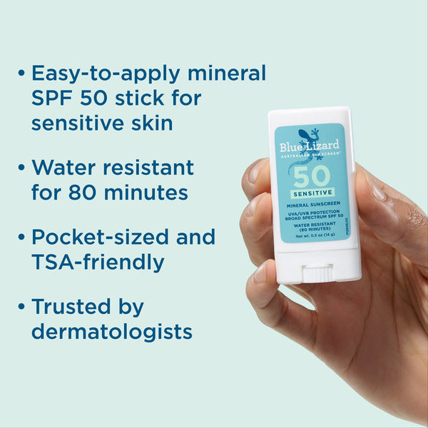 Blue Lizard Australian Sunscreen Sensitive SPF 50 Mineral Sunscreen Stick