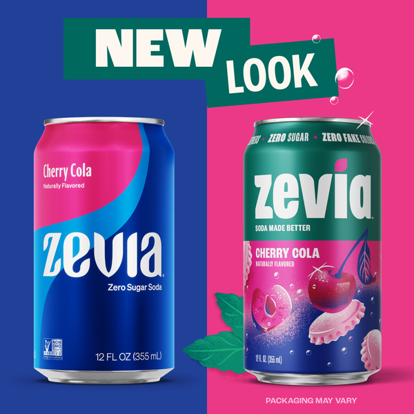 Zevia Soda, Zero Sugar, Cherry Cola, 6 Can