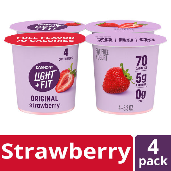 Dannon Light + Fit Original Strawberry Nonfat Yogurt Cups 4 ct