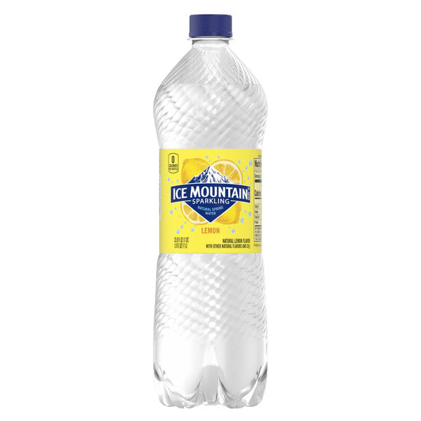 ICE MOUNTAIN Sparkling Water, Lemon Flavor, 33.8 oz. Bottle