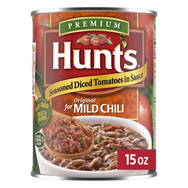 Hunt's Seasoned Diced Tomatoes with Sauce for Mild Chili