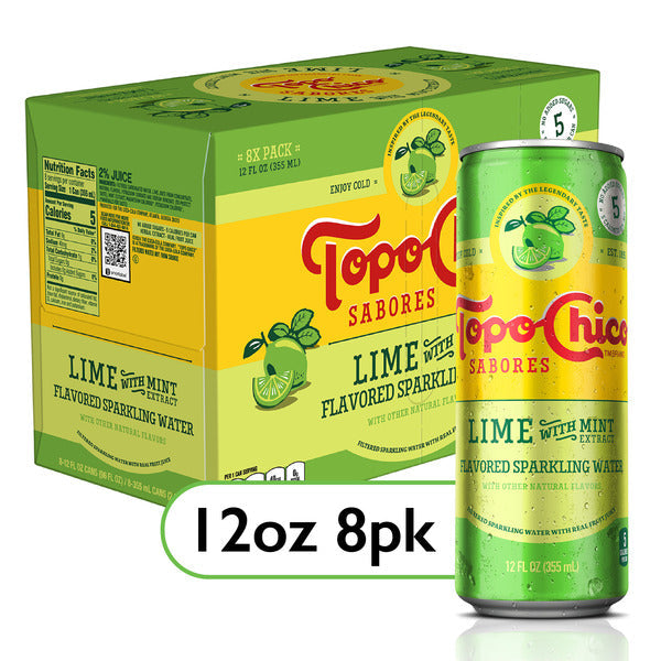 Topo Chico Sabores Lime with Mint Extract Sparkling Water Cans