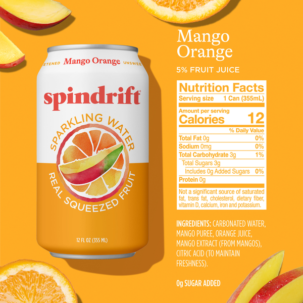 Spindrift Unsweetened Mango Orange Sparkling Water