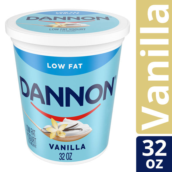 Dannon Vanilla Low Fat Yogurt, Excellent Source of Calcium and Good Source of Protein with the Rich and Creamy Taste of Vanilla Flavored Yogurt, 32 OZ Quart