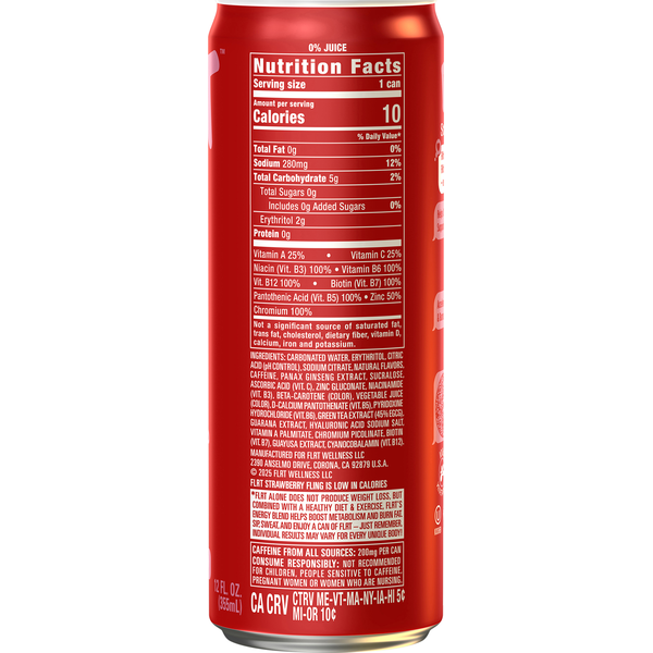 Flrt Zero Sugar Strawberry Fling Energy Drink