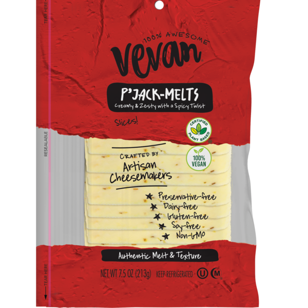 Vevan P'Jack, Plant-Based Pepperjack Cheese Slices