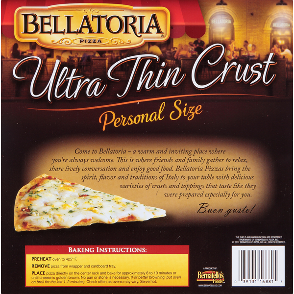 Bellatoria Pizza, Ultra Thin Crust, Ultimate 5 Cheese, Personal Size