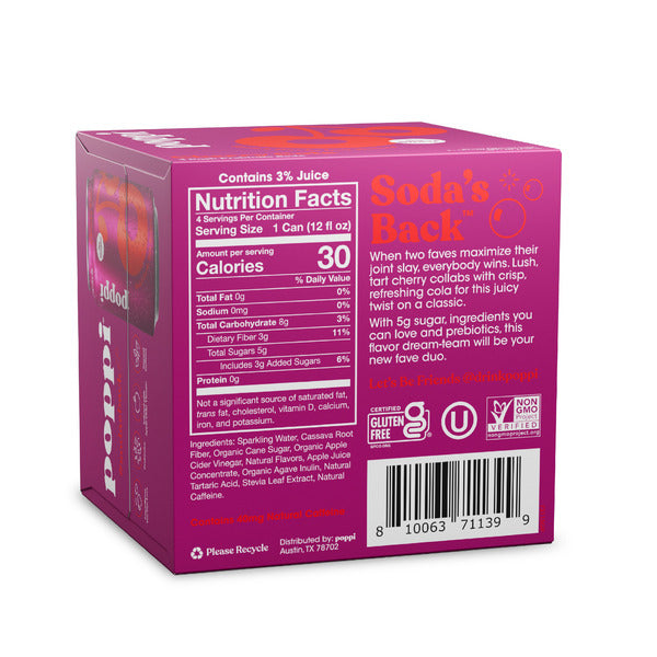 Poppi Prebiotic Soda, Cherry Cola