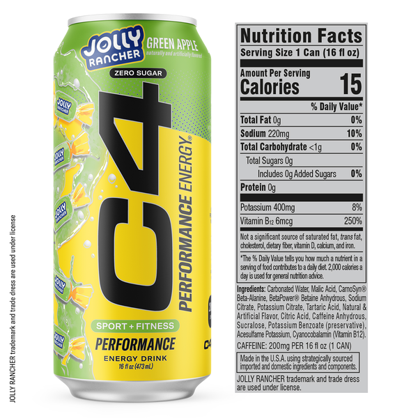 C4 Energy Performance Energy Drink Jolly Rancher Green Apple