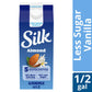 Silk Almond Milk, Less Sugar, Vanilla, Dairy Free, Gluten Free, Seriously Creamy Vegan Plant Based Milk with Great Taste and 5 Essential Nutrients, 64 fl oz Half Gallon