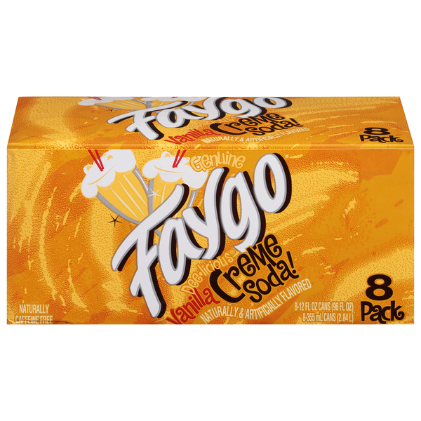 Faygo Soda, Vanilla Creme, 8 Pack