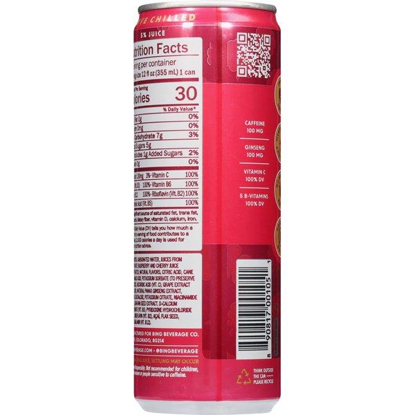 Petey's BING Energizing Juice Beverage, Raz