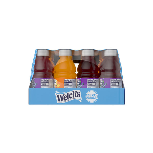 Welch's Zero Sugar Drink Variety Pack, Tropical Punch / Strawberry / Concord Grape, 10 fl oz On-the-Go Bottle (Pack of 24)