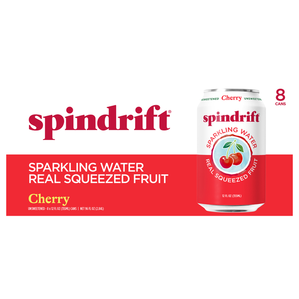 Spindrift Real Squeezed Fruit Unsweetened Cherry Sparkling Water