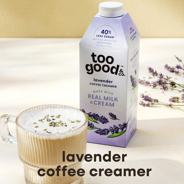 Too Good & Co. Lavender Coffee Creamer, Flavored Creamer Made with Real Milk and Cream, Tastes Great in Iced Coffee and Cold Brew, 25.4 fl oz