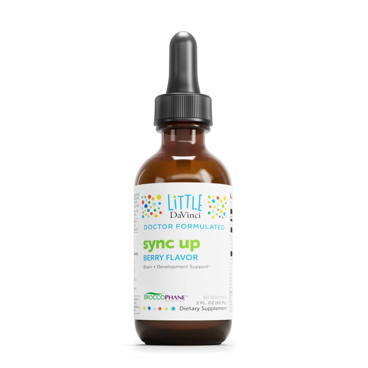 Little DaVinci Sync Up - Liquid Supplement for Kids to Support Cognitive Function, Social Interaction, Focus and Immune Response - Berry Flavor - 60 ml, 60 Servings