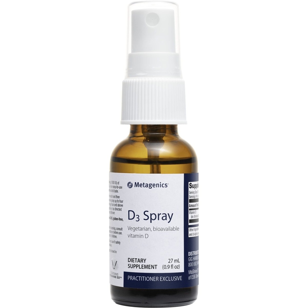 Metagenics D3 Spray Vegetarian and Bioavailable Vitamin D Supplement 1,000 IU (25 mcg) 150 Servings