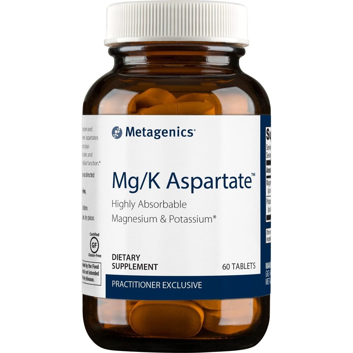 Metagenics Mg/K Aspartate, Highly Absorbable Magnesium and Potassium Supplement to Help Support Energy Production - 60 Tablets