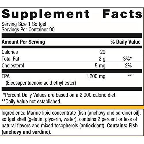 Metagenics OmegaGenics EPA 1200 Daily Supplement to Support Cardiovascular Health & Healthy Mood, 90 Count