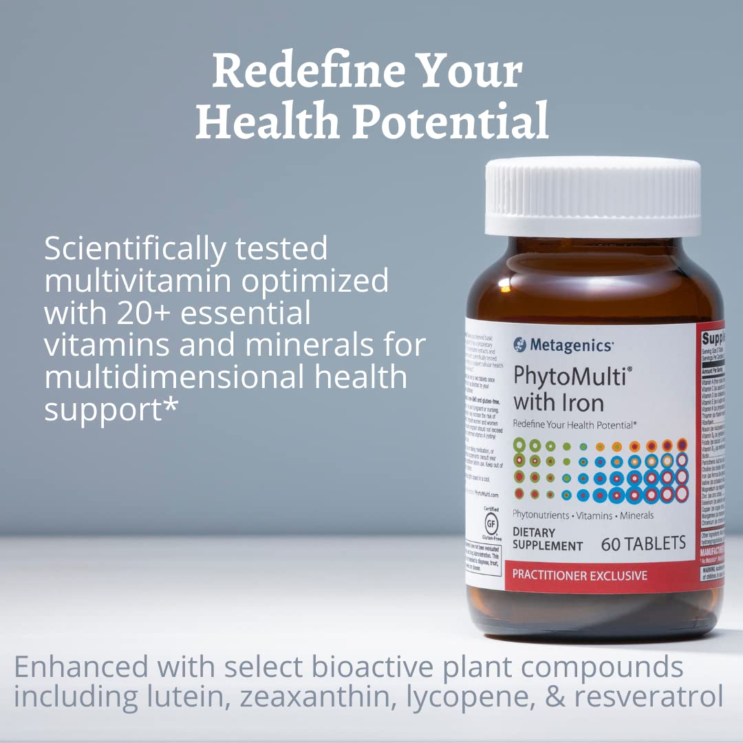 Metagenics PhytoMulti with Iron - Daily Multivitamin Supplement with Phytonutrients, Vitamins and Minerals for Multidimensional Health Support - 60 Tablets, 30 Day Supply