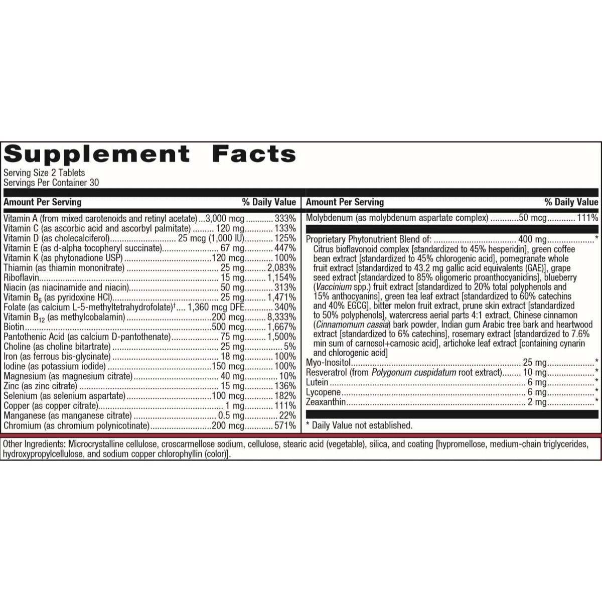 Metagenics PhytoMulti with Iron - Daily Multivitamin Supplement with Phytonutrients, Vitamins and Minerals for Multidimensional Health Support - 60 Tablets, 30 Day Supply
