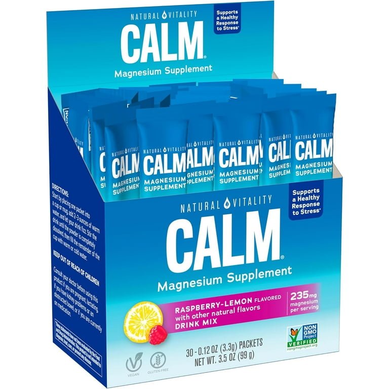 Natural Vitality Calm Anti Stress Drink Mix Raspberry Lemonade 30 Packets
