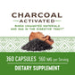 Nature's Way Activated Charcoal, Binds Unwanted Materials and Gas, 560mg per Serving, 360 Capsules