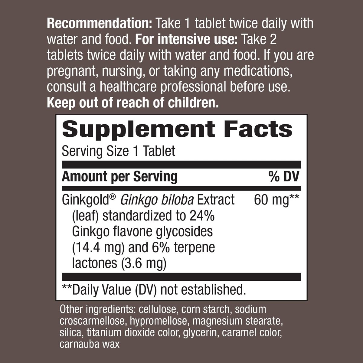 Nature's Way Advanced Ginkgold Extract - Cognitive and Memory Support - 50 Tablets